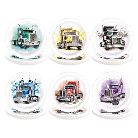 60 Pcs Semi Truck Party Plates - Grencian