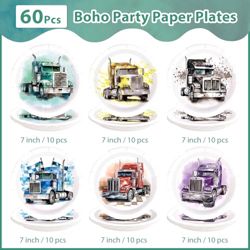 60 Pcs Semi Truck Party Plates - Grencian