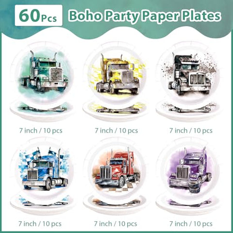 60 Pcs Semi Truck Party Plates - Grencian
