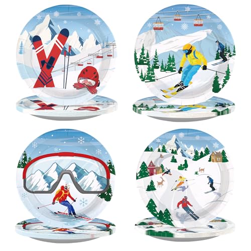 60 Pcs Skiing Party Plates - Grencian