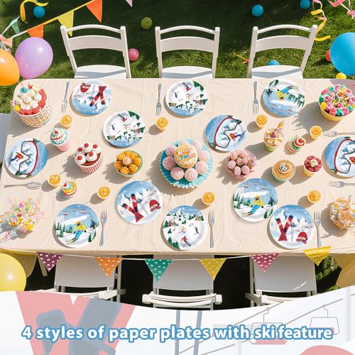 60 Pcs Skiing Party Plates - Grencian