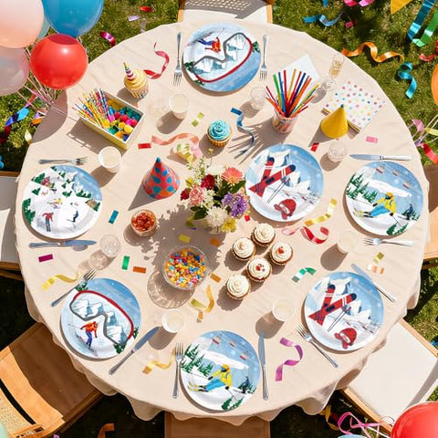60 Pcs Skiing Party Plates - Grencian