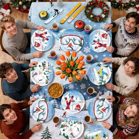 60 Pcs Skiing Party Plates - Grencian
