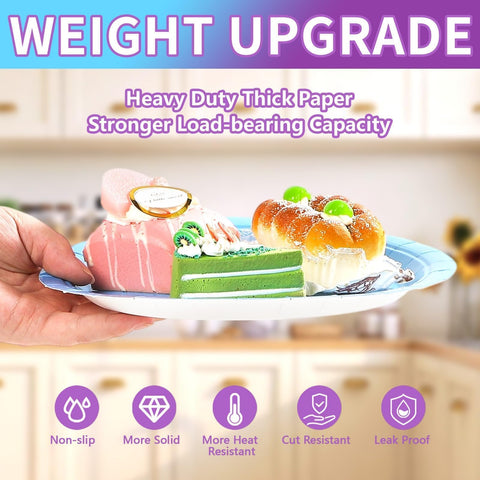 60 Pcs Solid Purple Black Green Blue Party Plates