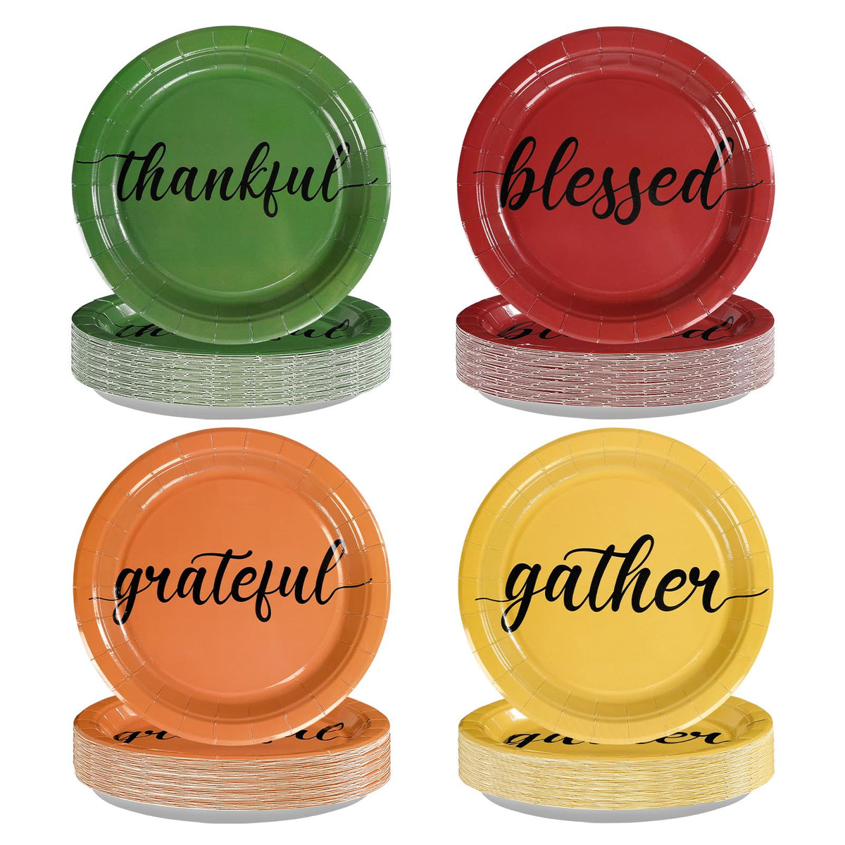 60 Pcs Thankful Grateful Blessed Party Plates