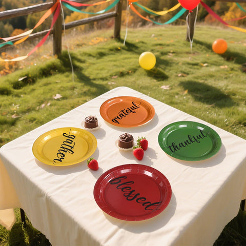 60 Pcs Thankful Grateful Blessed Party Plates