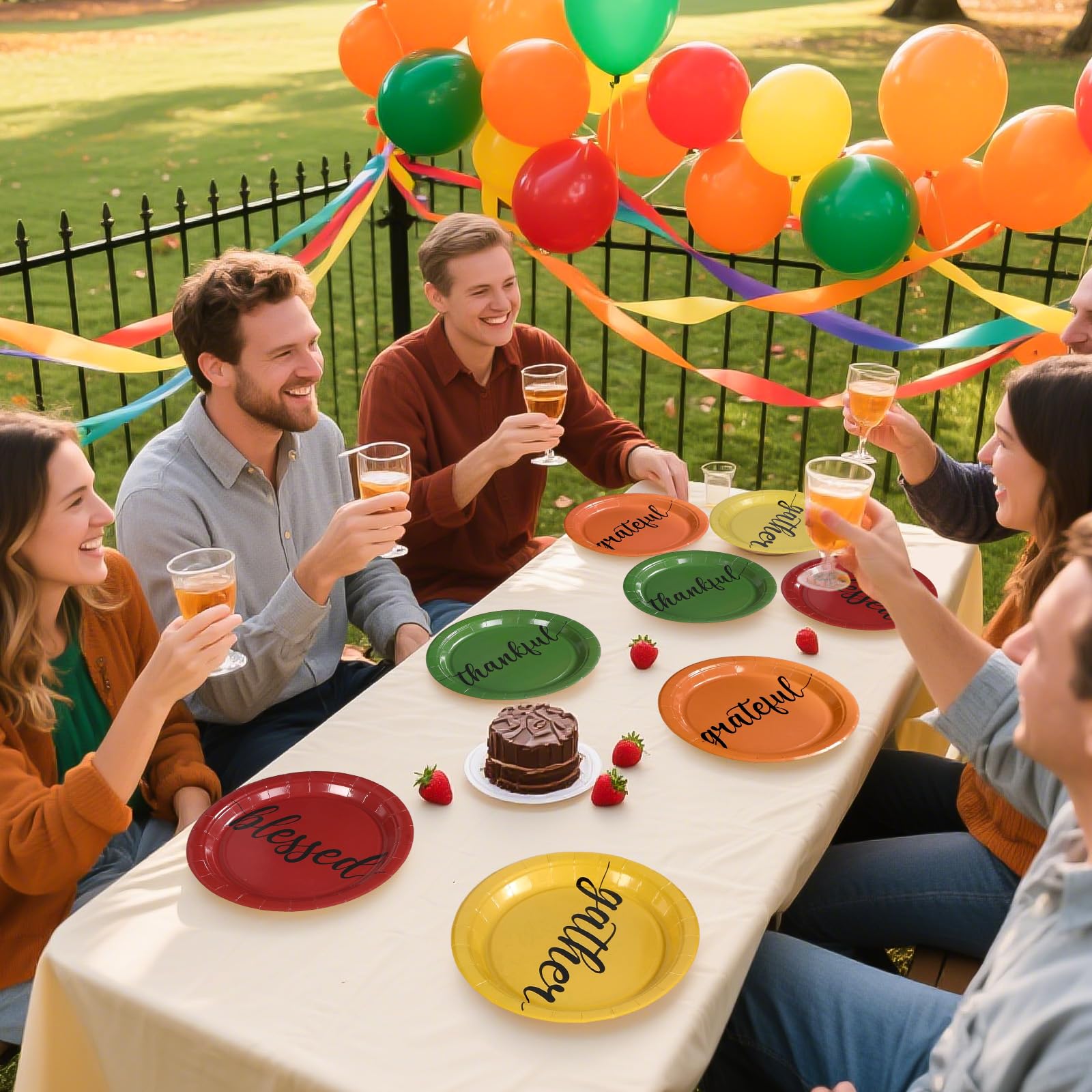 60 Pcs Thankful Grateful Blessed Party Plates