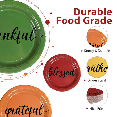 60 Pcs Thankful Grateful Blessed Party Plates