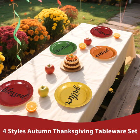 60 Pcs Thankful Grateful Blessed Party Plates