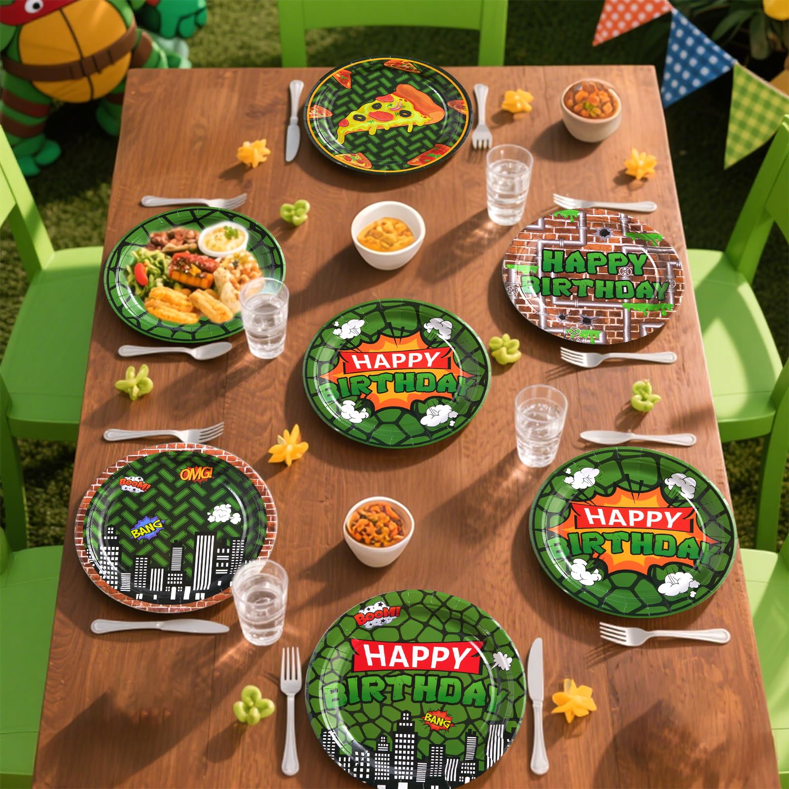 60 Pcs Turtle Birthday Party Plates - Grencian
