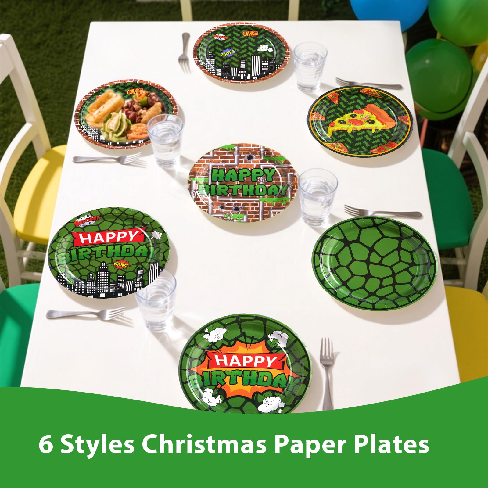 60 Pcs Turtle Birthday Party Plates - Grencian