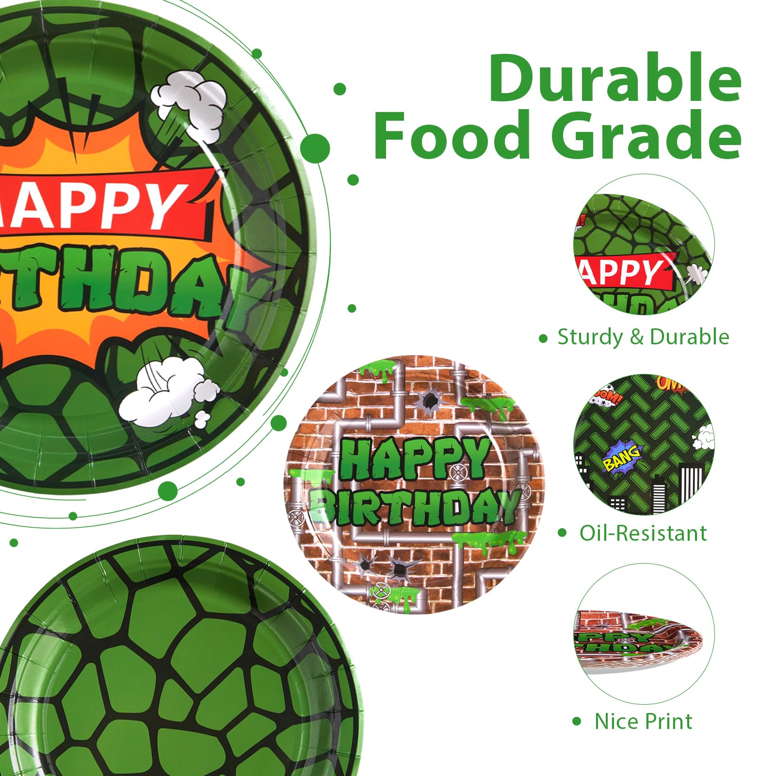 60 Pcs Turtle Birthday Party Plates - Grencian