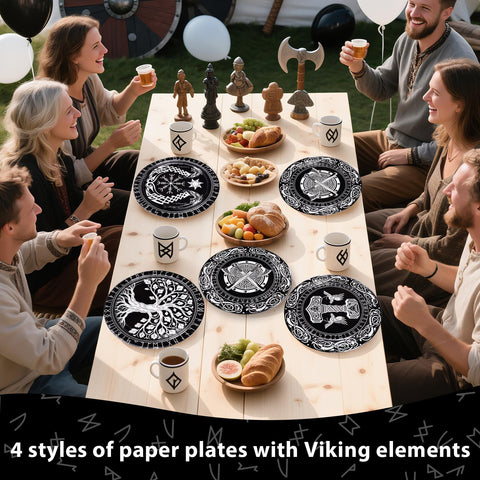 60 Pcs Viking Warrior Themed Party Plates - Grencian