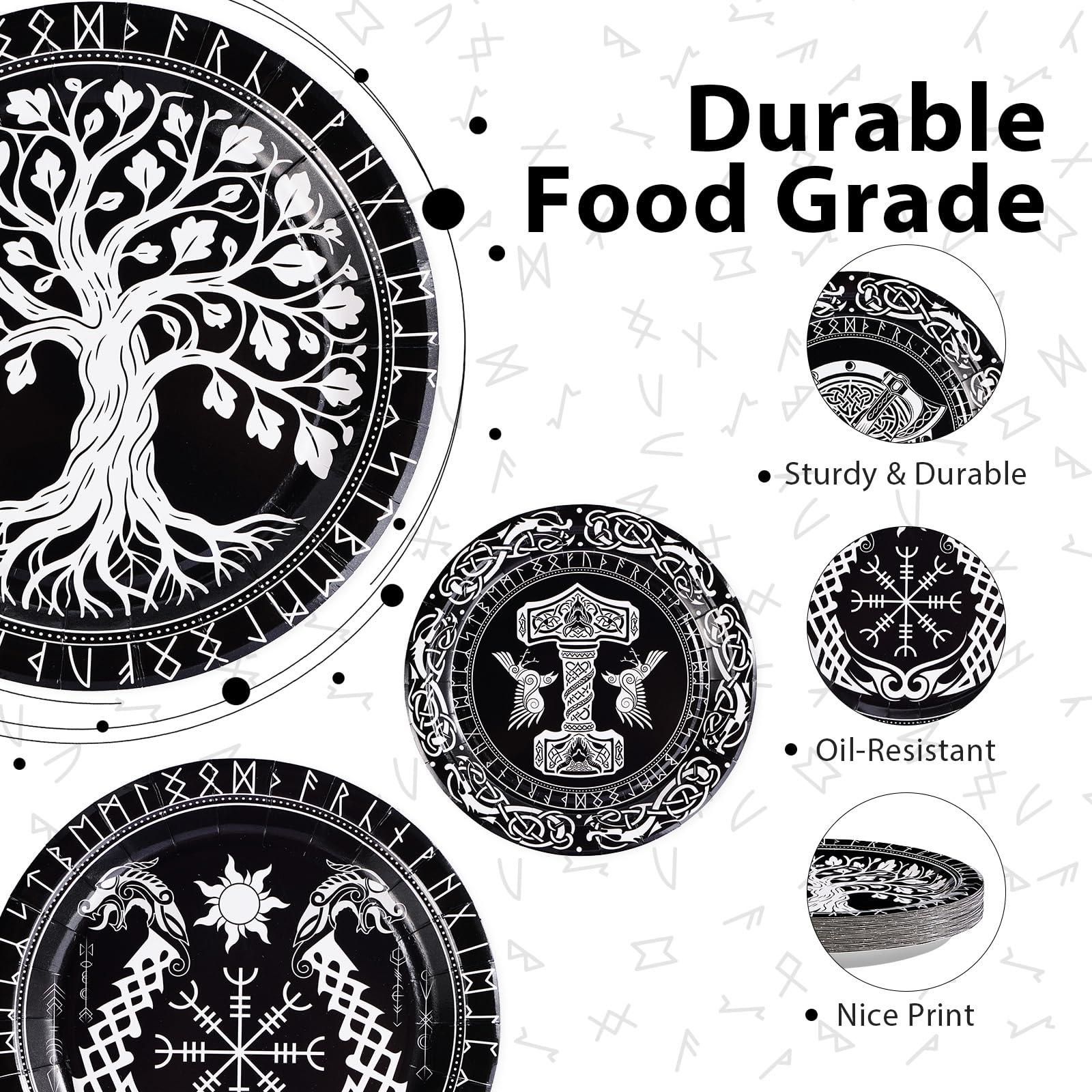 60 Pcs Viking Warrior Themed Party Plates - Grencian