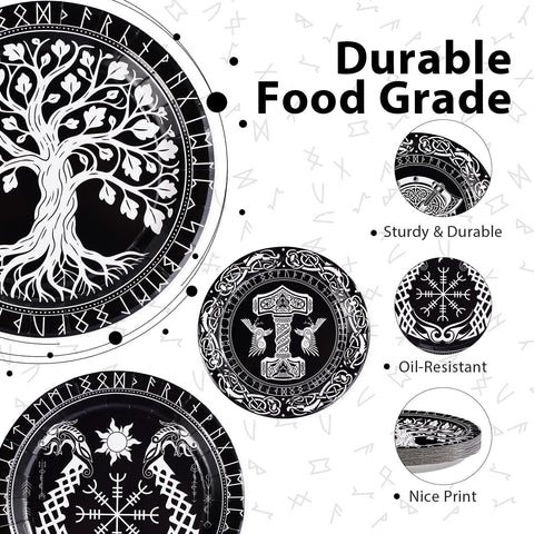 60 Pcs Viking Warrior Themed Party Plates - Grencian