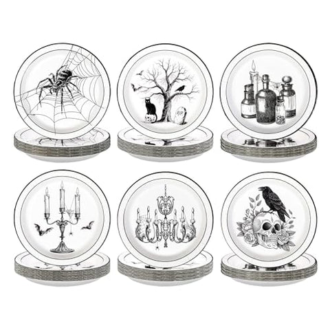 60 Pcs Vintage Halloween Party Plates - Grencian