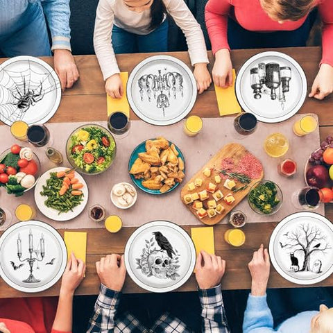 60 Pcs Vintage Halloween Party Plates - Grencian