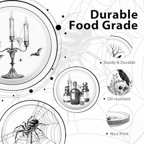 60 Pcs Vintage Halloween Party Plates - Grencian