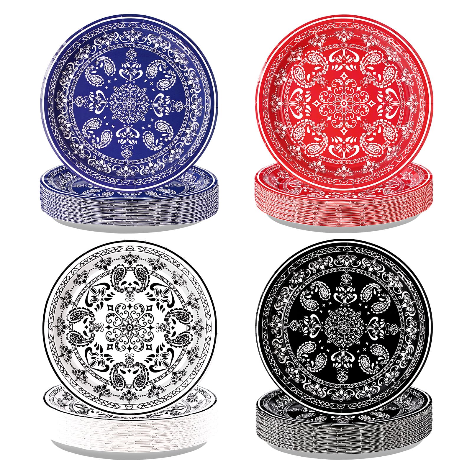 60 Pcs Western Bandana Party Plates - Grencian
