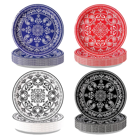 60 Pcs Western Bandana Party Plates - Grencian