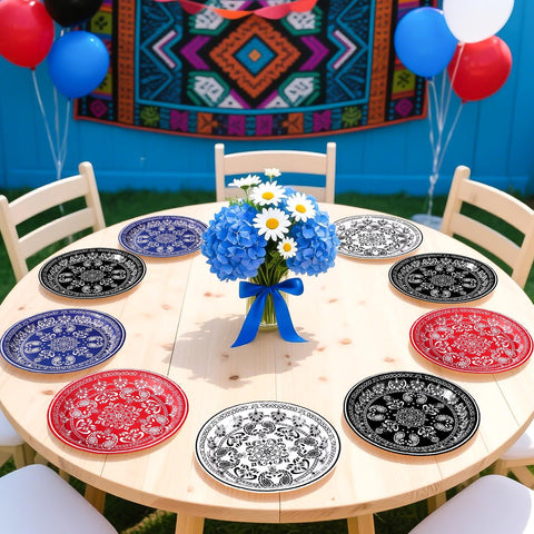 60 Pcs Western Bandana Party Plates - Grencian