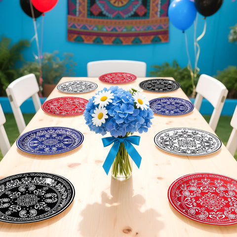 60 Pcs Western Bandana Party Plates - Grencian