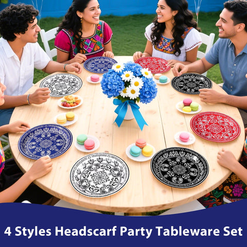60 Pcs Western Bandana Party Plates - Grencian