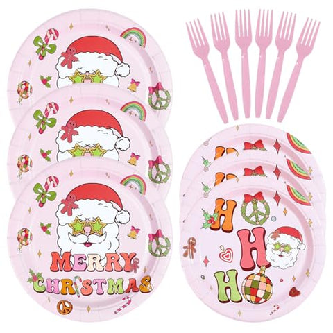 72 Pcs Hippie Xmas Party Plates and Forks - Grencian