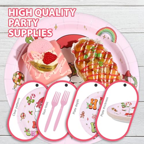 72 Pcs Hippie Xmas Party Plates and Forks - Grencian
