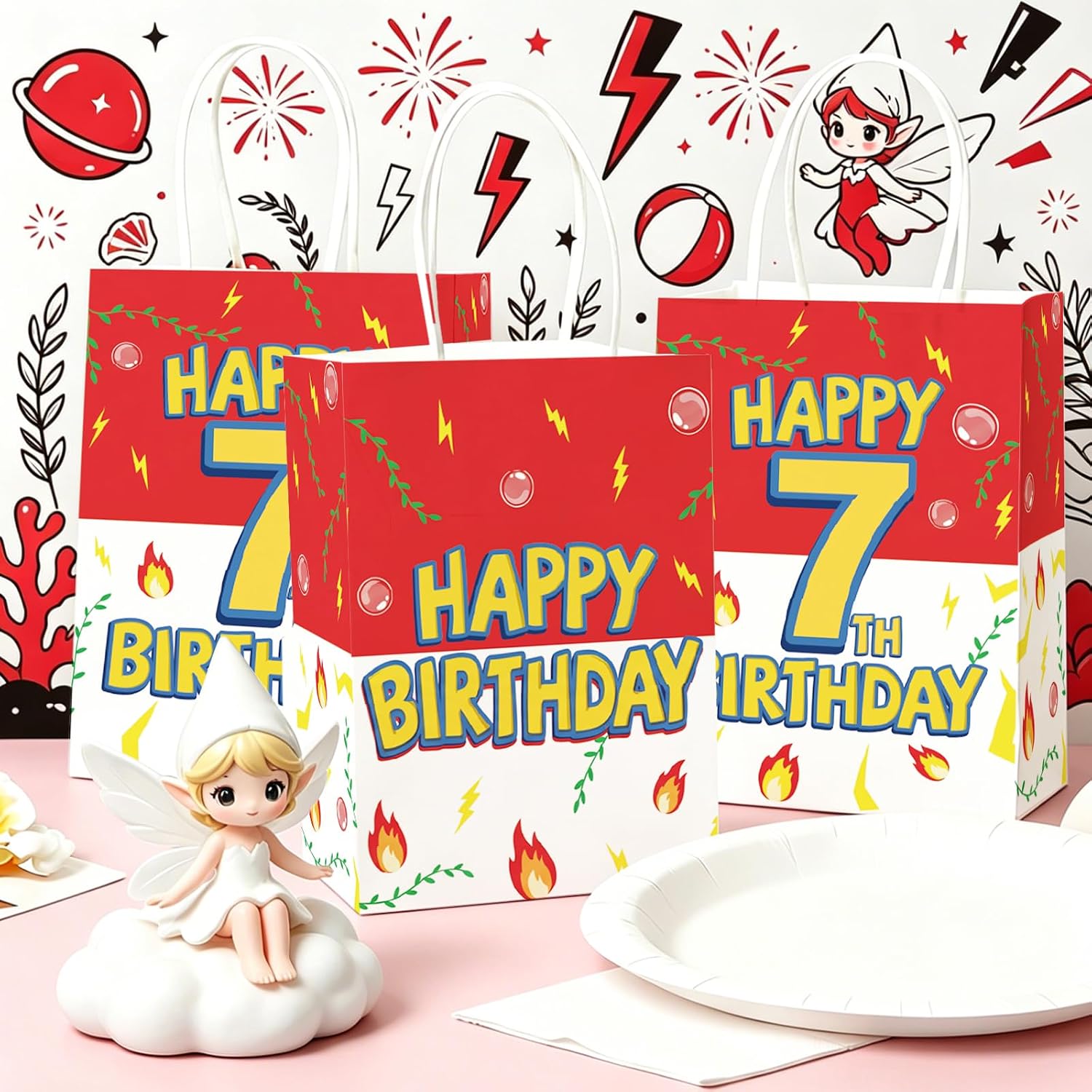 7th birthday candy treat bags animation