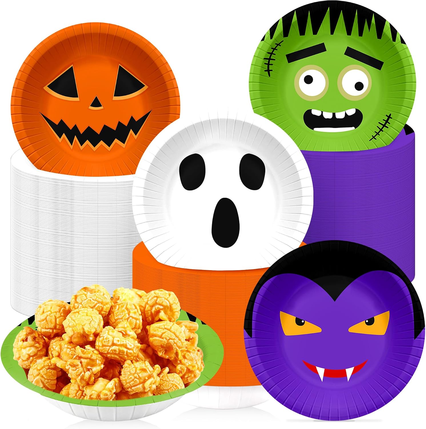 Grencian 60Pcs 12oz Halloween Paper Bowls Pumpkin Monster