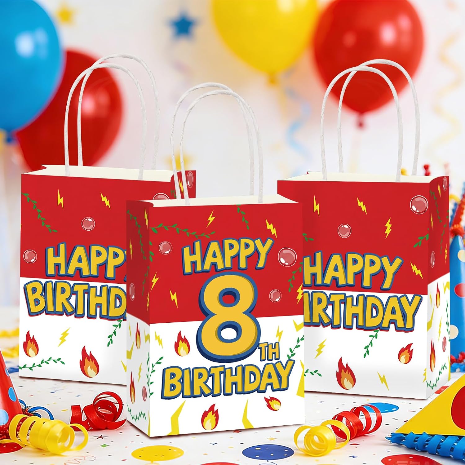 8th birthday candy treat bags animation