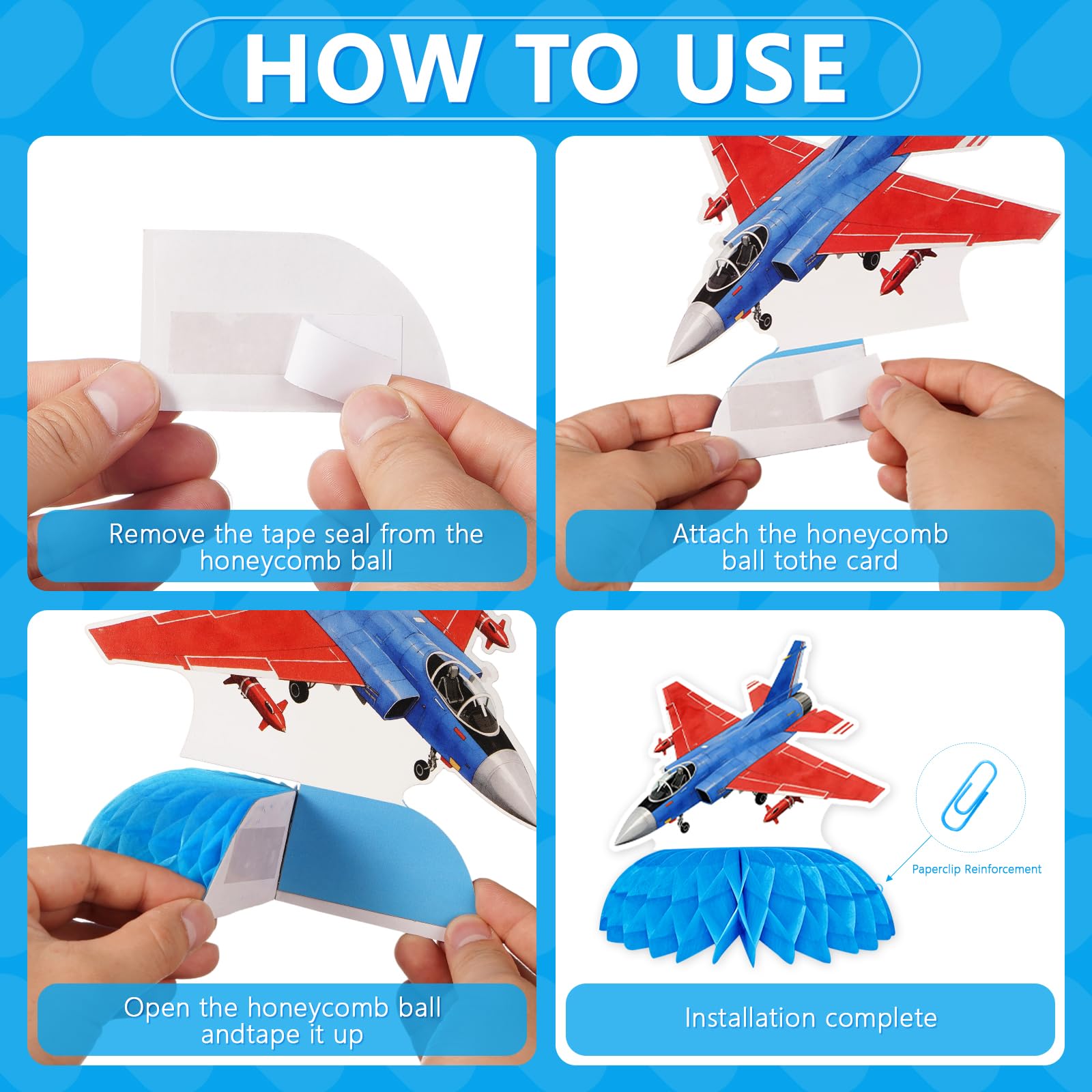 9 Pcs Airplane 1st Birthday Honeycomb Centerpieces - Grencian