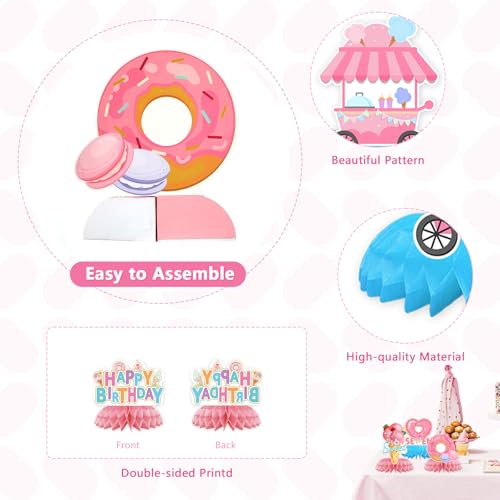 9 Pcs Donut 7th Birthday Honeycomb Centerpieces - Grencian