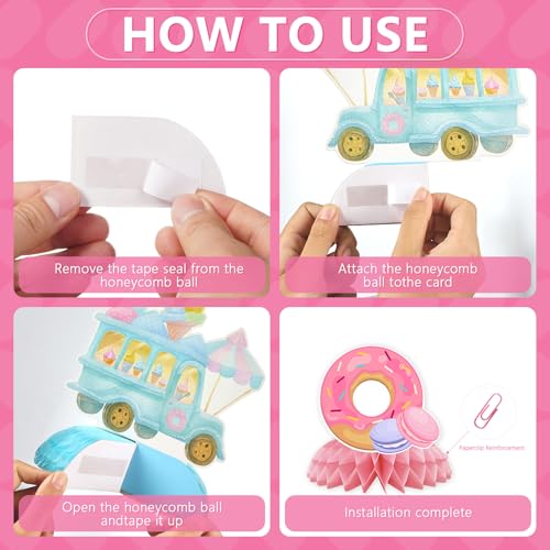 9 Pcs Donut 7th Birthday Honeycomb Centerpieces - Grencian