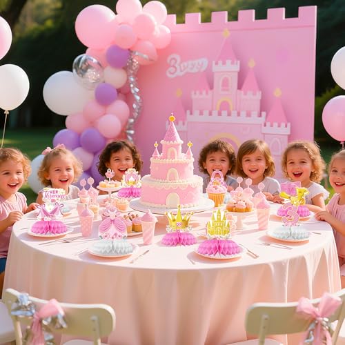 9 Pcs Princess 3rd Birthday Honeycomb Centerpieces - Grencian