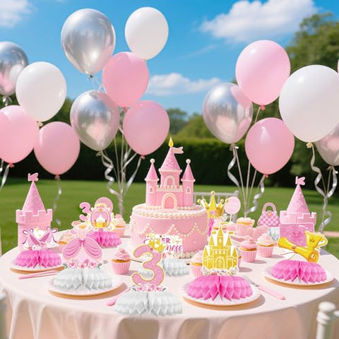 9 Pcs Princess 3rd Birthday Honeycomb Centerpieces - Grencian