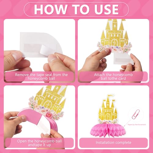 9 Pcs Princess 3rd Birthday Honeycomb Centerpieces - Grencian