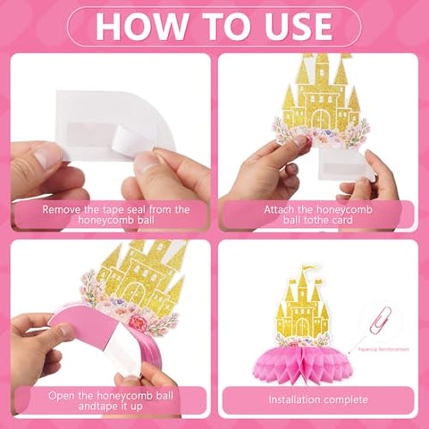 9 Pcs Princess 3rd Birthday Honeycomb Centerpieces - Grencian