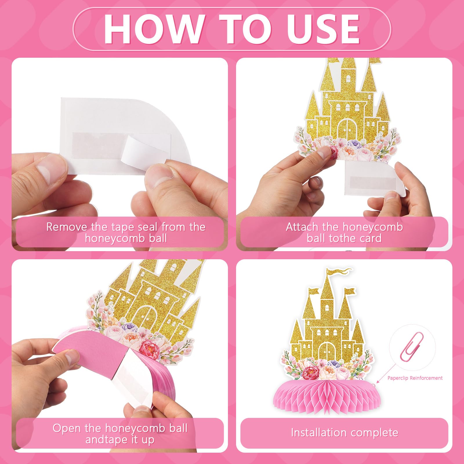 9 Pcs Princess 4th Birthday Honeycomb Centerpieces - Grencian