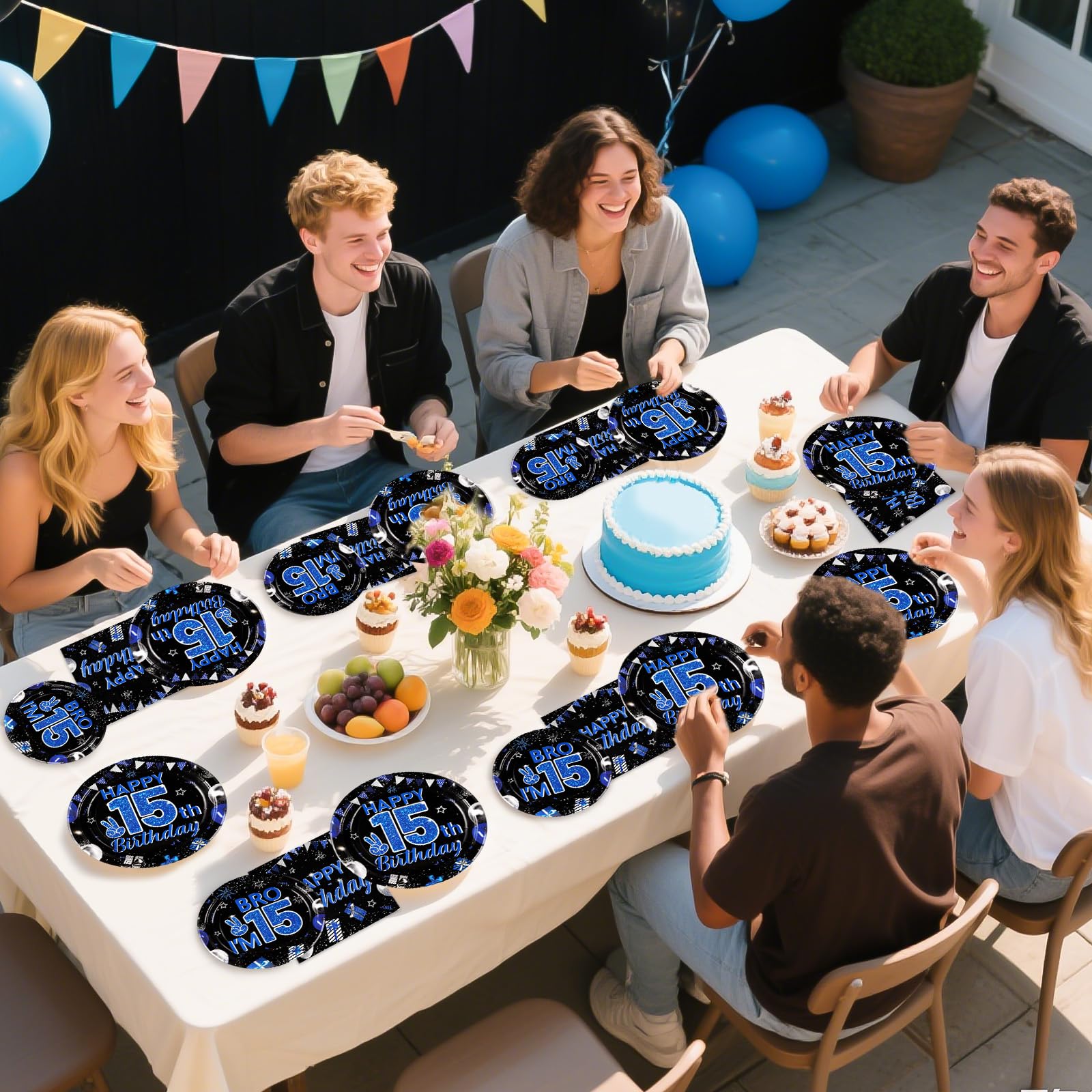 96 Pcs 15th Birthday Party Plates and Napkins - Grencian