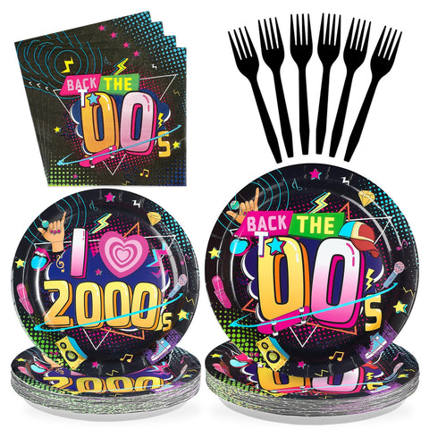 96 Pcs 2000s Party Plates and Napkins