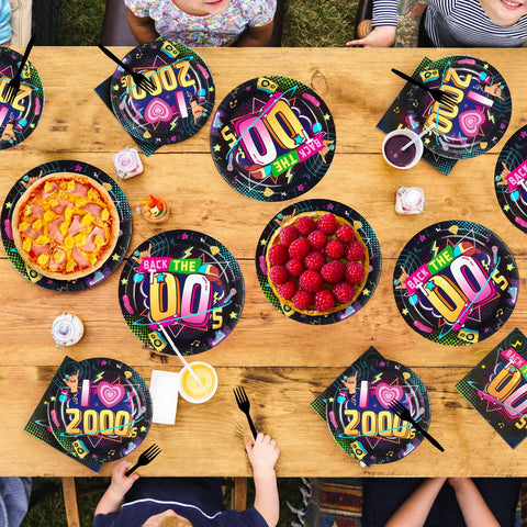 96 Pcs 2000s Party Plates and Napkins