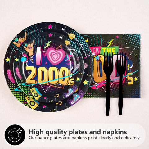 96 Pcs 2000s Party Plates and Napkins