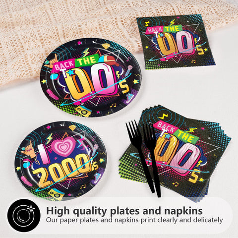 96 Pcs 2000s Party Plates and Napkins