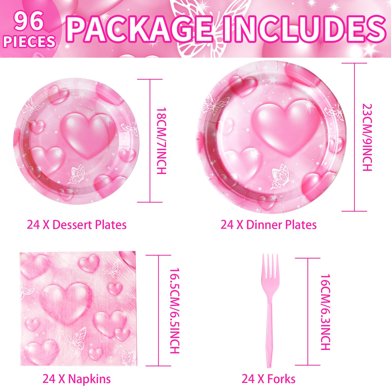 96 Pcs 2000s Y2k Party Plates and Napkins - Grencian