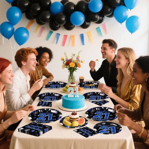 96 Pcs 21st Birthday Party Plates and Napkins - Grencian
