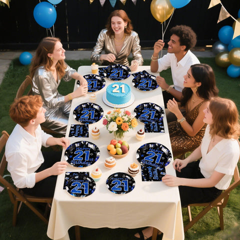 96 Pcs 21st Birthday Party Plates and Napkins - Grencian