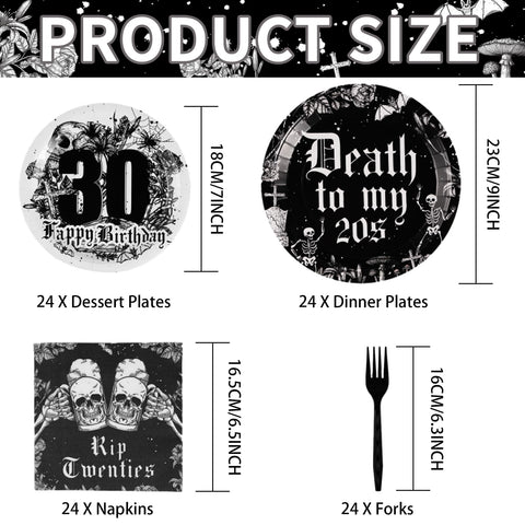 96 Pcs 30th Birthday Party Plates and Napkins - Grencian