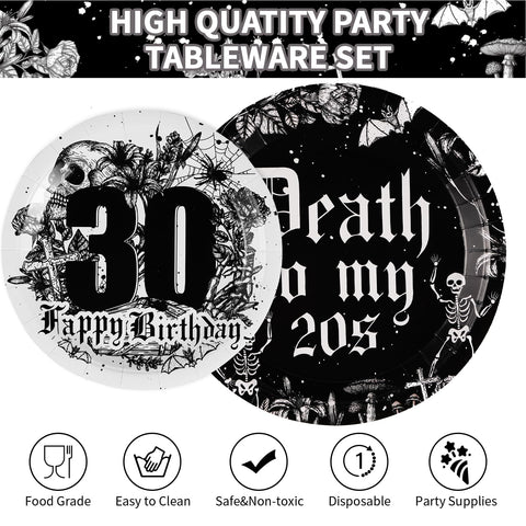 96 Pcs 30th Birthday Party Plates and Napkins - Grencian